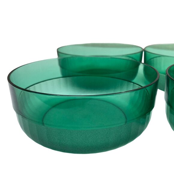 Tupperware Translucent Green Set Of 4 Stackable Bowls 2108B-4 Cereal Salad 5.5" - Picture 2 of 6